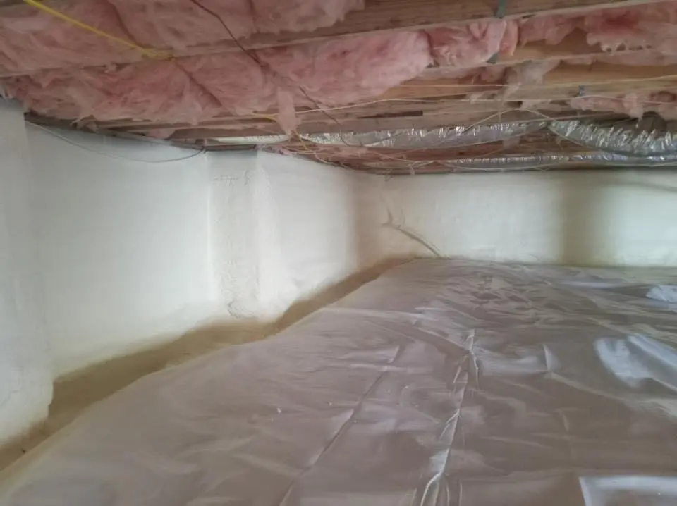 Crawl space encapsulation with closed-cell spray foam for Commercial Roof Restoration in Philomath